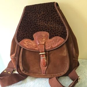 ONE OF A KIND Brown Trim Leather and Suede Backpack